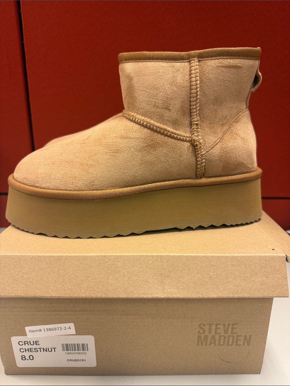 Steve Madden Chestnut Crue Platform Suede Bootie